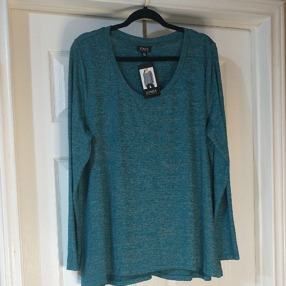 Jones New York NWT Blue Heathered Top Size XXL (G)
